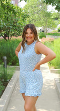 Load image into Gallery viewer, Dusty blue leopard romper
