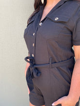 Load image into Gallery viewer, Black linen romper
